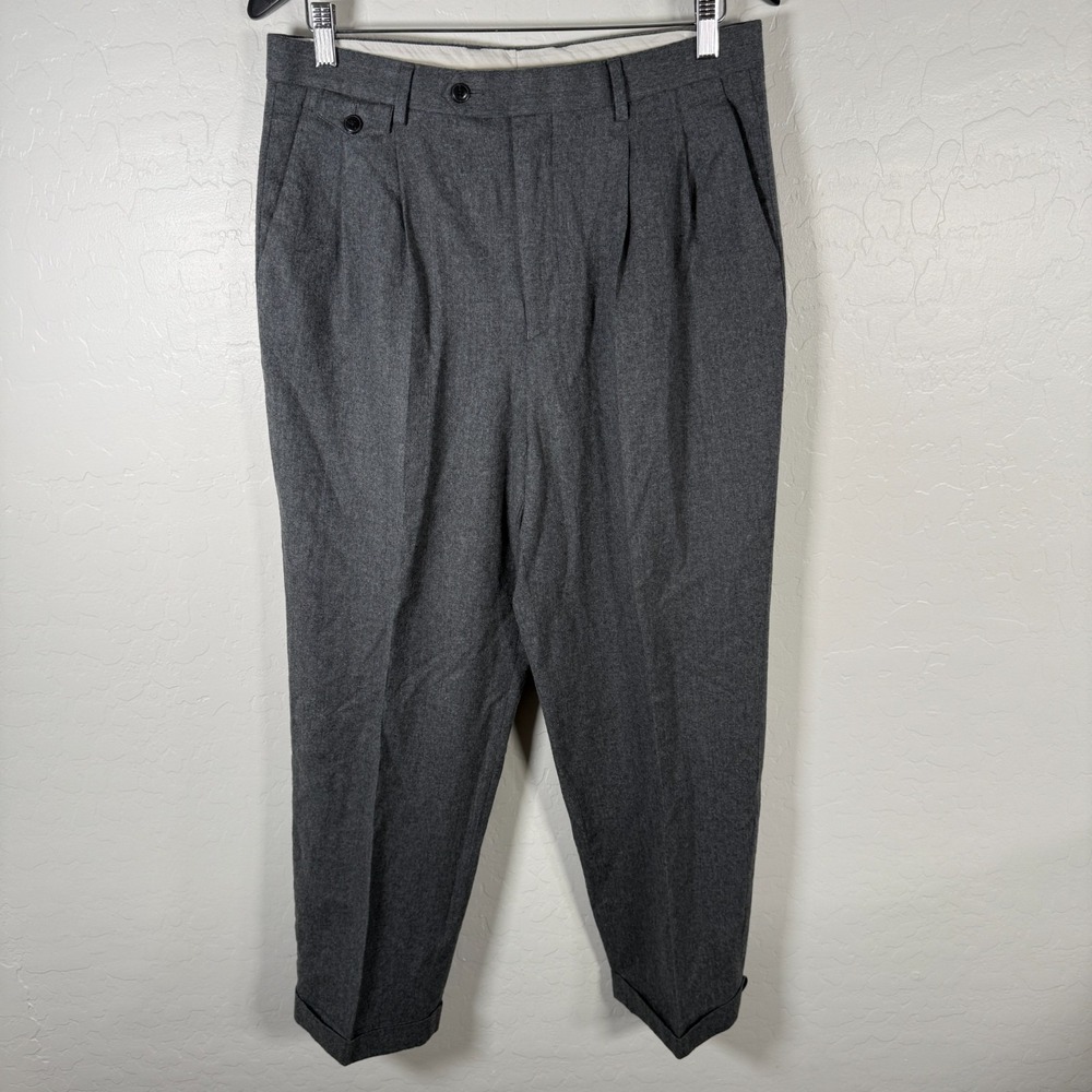 J. Crew Pants Mens 32x30 (Fits 32x27) Wool Flannel Vitale Barberis Cuffed Pleat